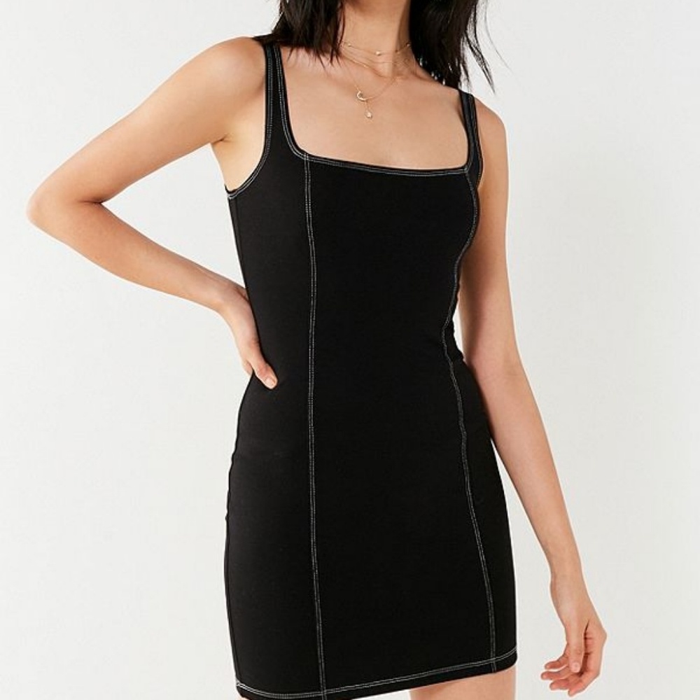 UO Contrast Stitch Ponte Bodycon Dress